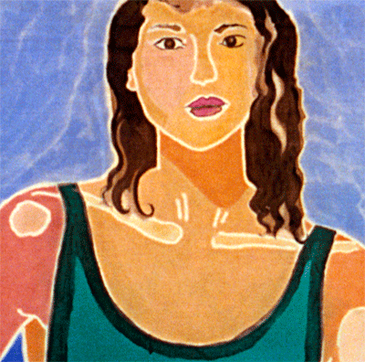 Painting detail, "Silk Bather"
